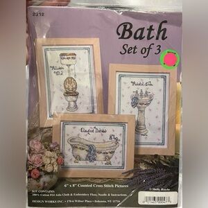 Counted Cross Stitch Kit "Bath Fixtures" Design Works #2312‎ Bathtub Sink Toilet